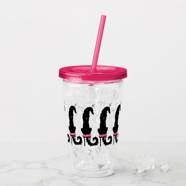 Copo De Acrílico Tumbler Acrílico Borzoi, Princesa Rosa E Negra (Gelo traseiro)