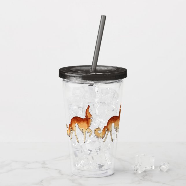 Copo De Acrílico Tumbler Acrílico Borzoi Vermelho (Gelo traseiro)