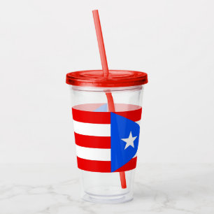 Copo De Acrílico Tumbler acrílico com a bandeira de Puerto Rico