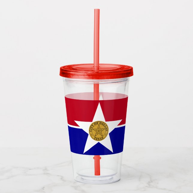 Copo De Acrílico Tumbler acrílico com bandeira de Dallas, Texas (Frente)