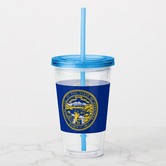 Copo De Acrílico Tumbler acrílico com bandeira de Nebraska (Frente)