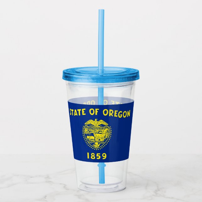 Copo De Acrílico Tumbler acrílico com bandeira de Oregon (Frente)
