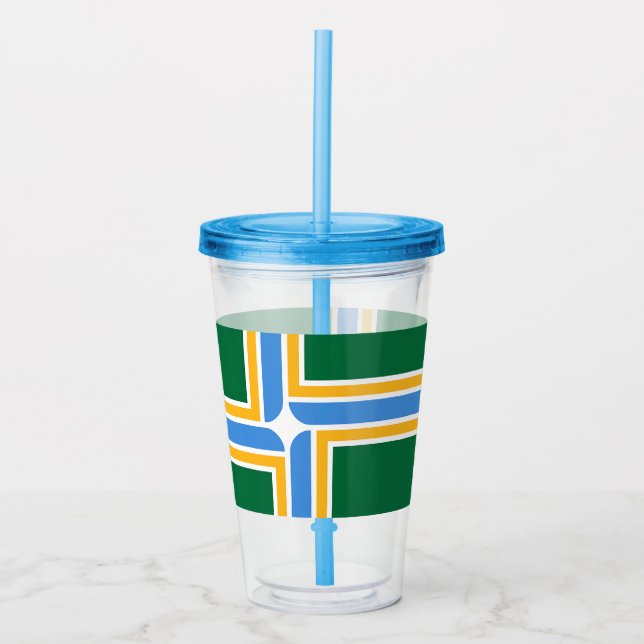 Copo De Acrílico Tumbler acrílico com bandeira de Portland (Frente)