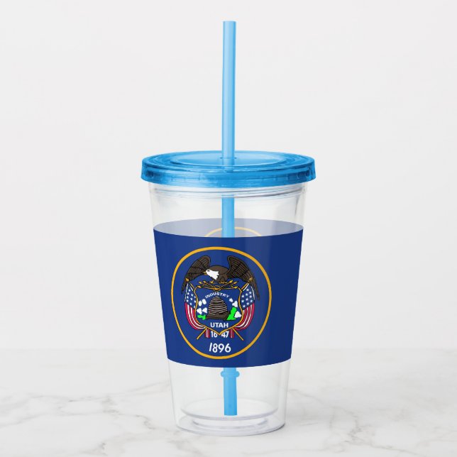 Copo De Acrílico Tumbler acrílico com bandeira de Utah (Frente)