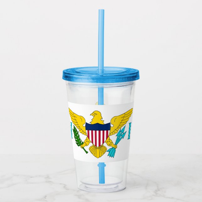 Copo De Acrílico Tumbler acrílico com bandeira de Virgin Island (Frente)