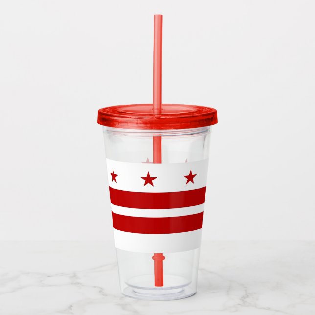Copo De Acrílico Tumbler acrílico com bandeira de Washington DC (Frente)
