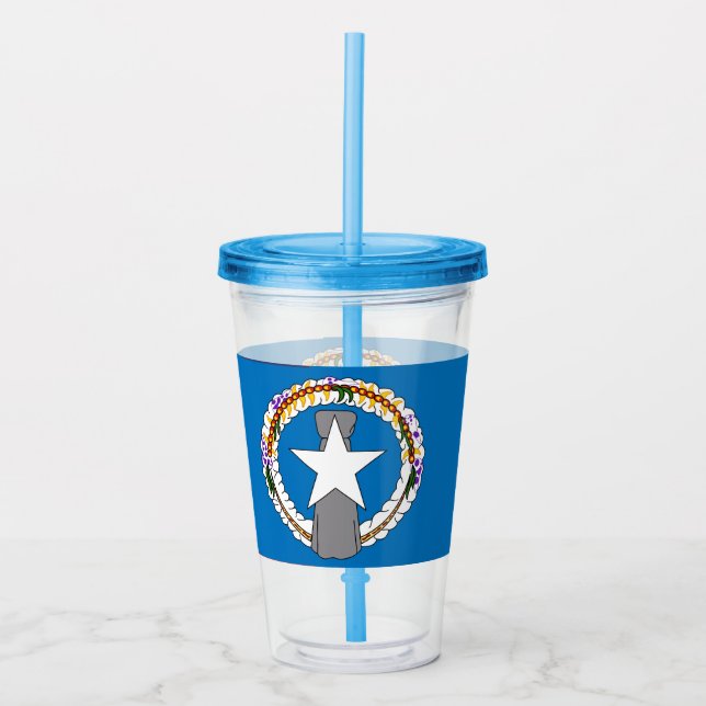 Copo De Acrílico Tumbler acrílico com bandeira do Norte Mariana (Frente)