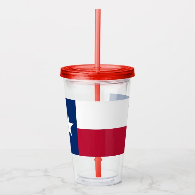 Copo De Acrílico Tumbler acrílico com bandeira do Texas (Frente)