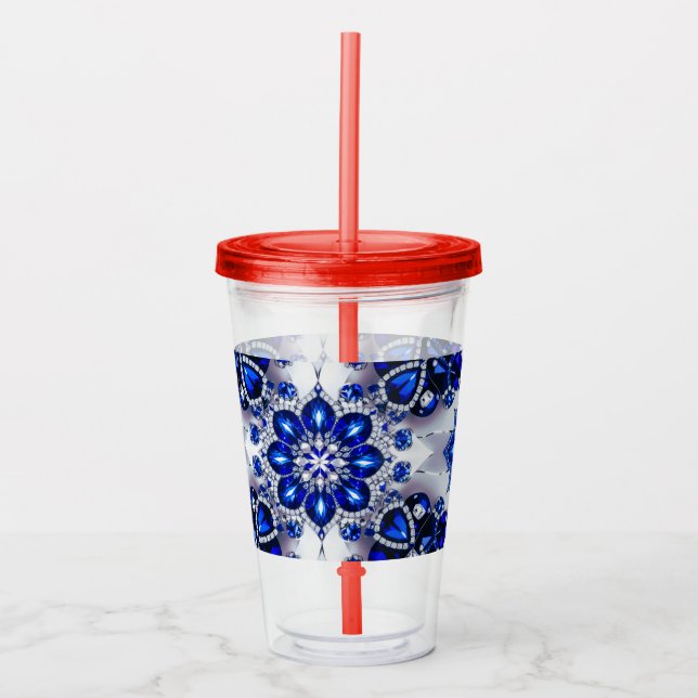 Copo De Acrílico Tumbler acrílico com Design de cor branca azul (Frente)