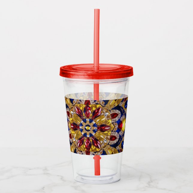 Copo De Acrílico Tumbler acrílico com Design de cores colombianas (Frente)