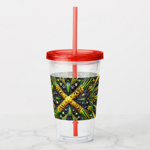 Copo De Acrílico Tumbler acrílico com Design de cores jamaicanas