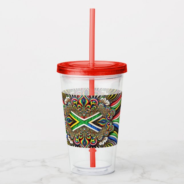 Copo De Acrílico Tumbler acrílico com Design de cores sul-africanas (Frente)