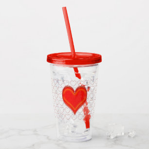 Copo De Acrílico Tumbler acrílico - Corações e Contornos do Coração
