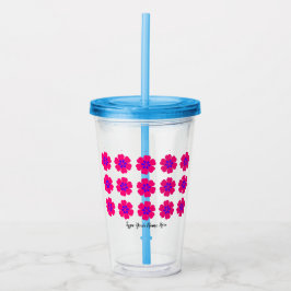 Copo De Acrílico Tumbler acrílico de 16oz com palha e padrão floral