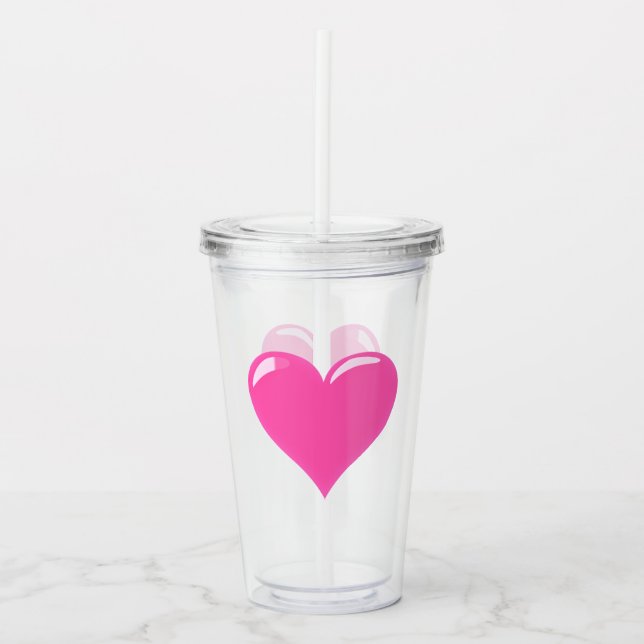 Copo De Acrílico Tumbler Acrílico de Coração Rosa (Frente)