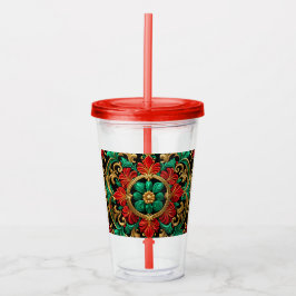 Copo De Acrílico Tumbler Acrílico de Feriado Vermelho Verde