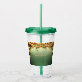 Copo De Acrílico Tumbler Acrílico de Férias com Enfeites Dourados