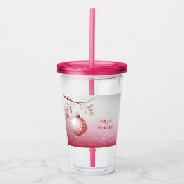 Copo De Acrílico Tumbler Acrílico de Férias de Natal Rosa