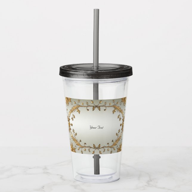 Copo De Acrílico Tumbler acrílico do Ornamentado do ouro (Frente)