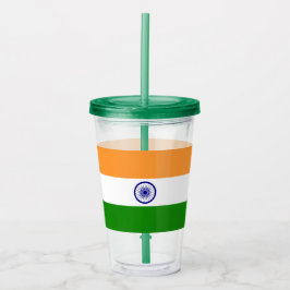 Copo De Acrílico Tumbler Acrílico Patriótico com bandeira da Índia