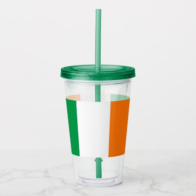 Copo De Acrílico Tumbler Acrílico Patriótico com bandeira da Irland (Frente)