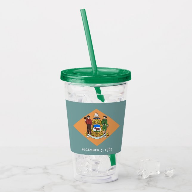 Copo De Acrílico Tumbler Acrílico Patriótico com bandeira de Delawa (Gelo frontal)