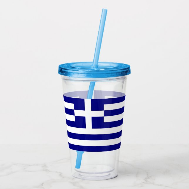 Copo De Acrílico Tumbler Acrílico Patriótico com bandeira de Grécia (Verso)