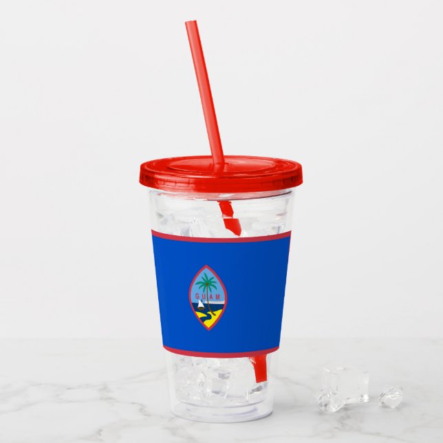 Copo De Acrílico Tumbler Acrílico Patriótico com bandeira de Guam (Gelo frontal)