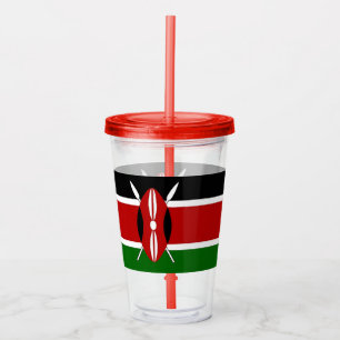 Copo De Acrílico Tumbler Acrílico Patriótico com bandeira do Quênia