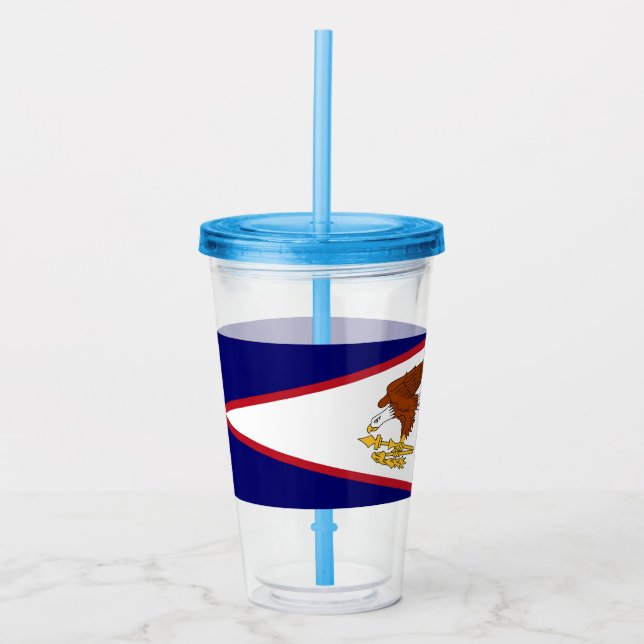 Copo De Acrílico Tumbler Acrílico Patriótico com bandeira Samoa Ame (Frente)