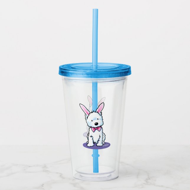 Copo De Acrílico Tumbler Acrílico Westie da Páscoa KiniArt (Frente)