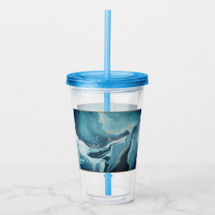 Copo De Acrílico Tumbler Azul de Mármore de Olho Acrílico