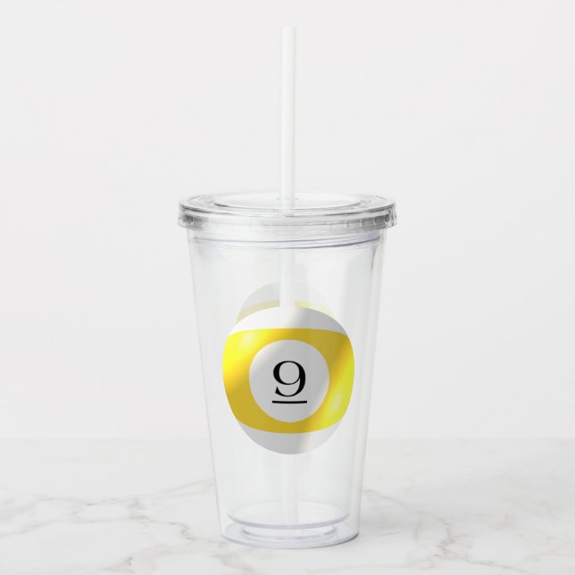 Copo De Acrílico Tumbler - Bilhar - 9 Bola (Frente)