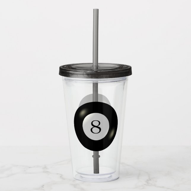 Copo De Acrílico Tumbler - Bilhares - Bola 8 (Frente)