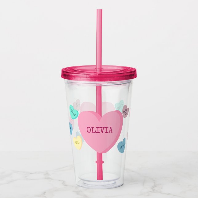 Copo De Acrílico Tumbler Cardíaco Personalizado (Frente)
