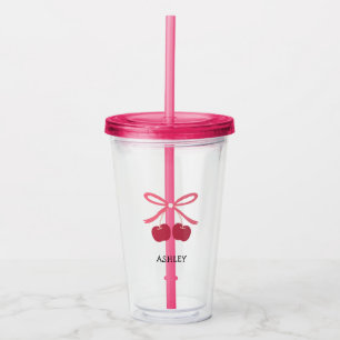 Copo De Acrílico Tumbler de Acrílico Arco Cereja Doce Fofo