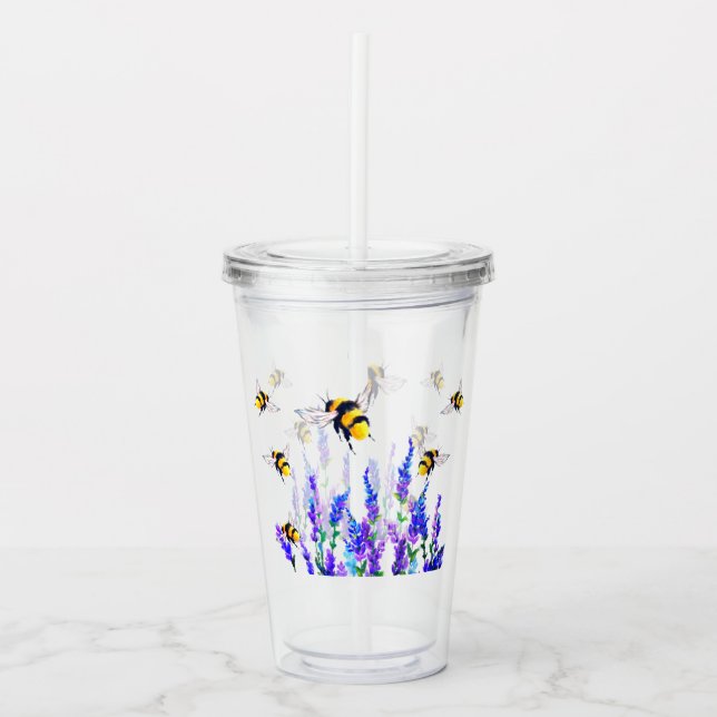 Copo De Acrílico Tumbler de Acrílico com Abelhas Voadoras (Frente)