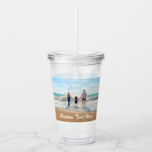 Copo De Acrílico Tumbler de Acrilico Personalizado com Foto e Texto (Frente)