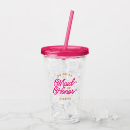 Copo De Acrílico Tumbler de Acrílico Rosa Moderno Letra Manuscrita 