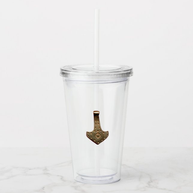 Copo De Acrílico Tumbler de acrílico Thor Hammer Dourado (Frente)