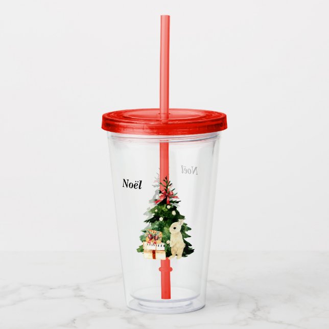 Copo De Acrílico Tumbler de Coelhinho de Natal (Frente)