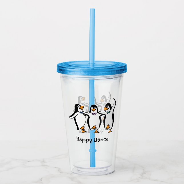 Copo De Acrílico Tumbler de Design acrílico para pinguins dançantes (Frente)