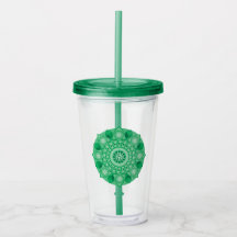 Tumbler de Mandala Verde do Hexahedron