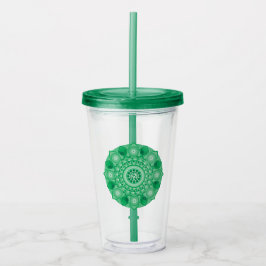 Copo De Acrílico Tumbler de Mandala Verde do Hexahedron