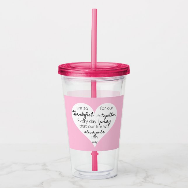 Copo De Acrílico Tumbler de MENSAGEM DE AMOR (Frente)