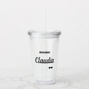 Copo De Acrílico Tumbler de Noiva Minimalista Moderna Personalizada