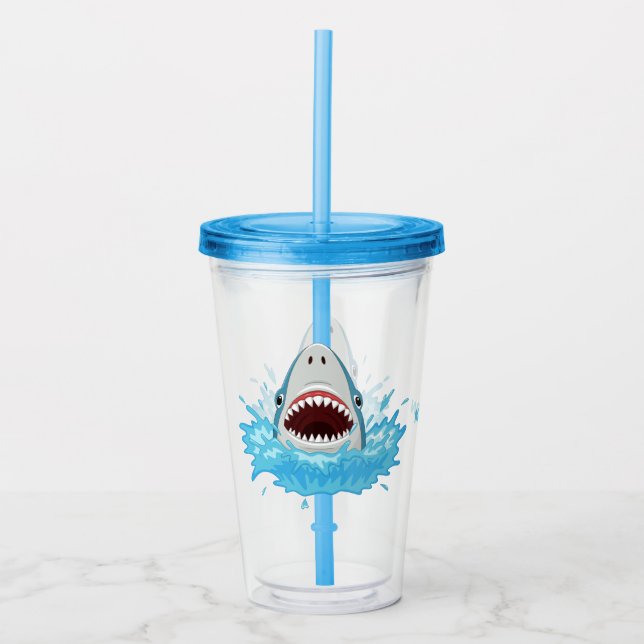 Copo De Acrílico Tumbler de nome personalizado de Shark engraçado (Frente)