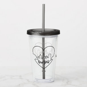 Copo De Acrílico Tumbler de nome personalizado do New York Heart