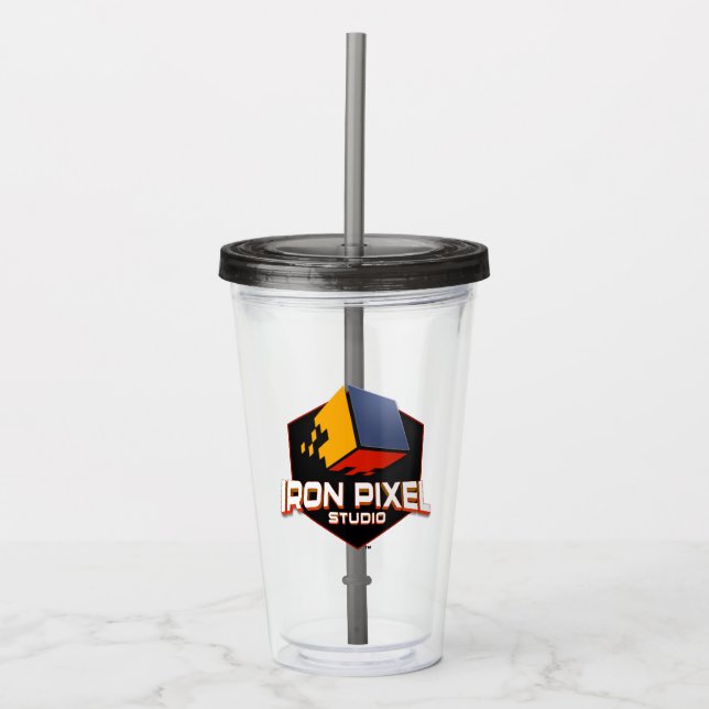 Copo De Acrílico Tumbler de Pixel de Ferro (Frente)