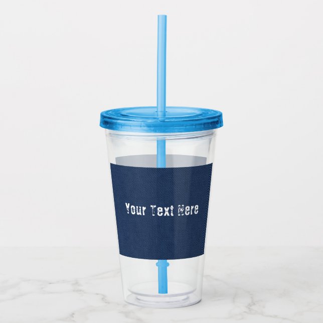 Copo De Acrílico Tumbler de Texto Personalizado de Negação Azul (Frente)